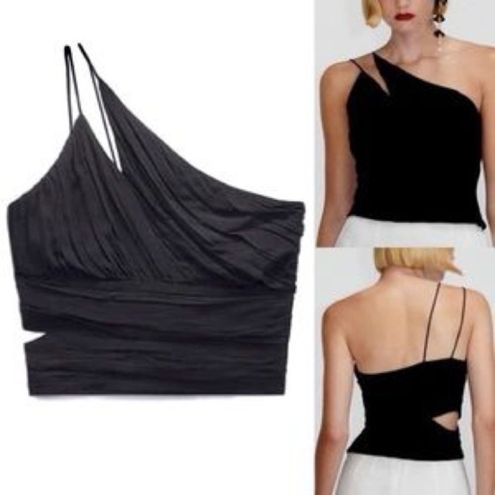 Zara Chic Black Asymmetrical Top